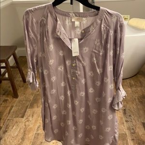 Loft blouse size medium. Purple 3/4 sleeve